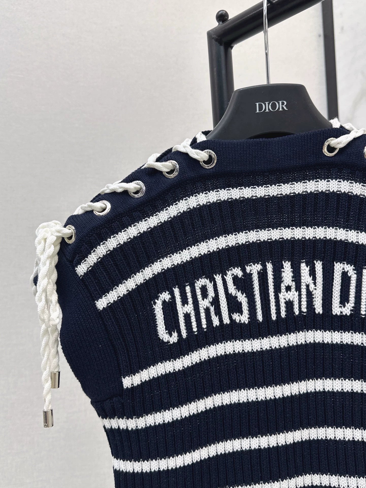 D 25 New Striped Knitted Boat Neck Top