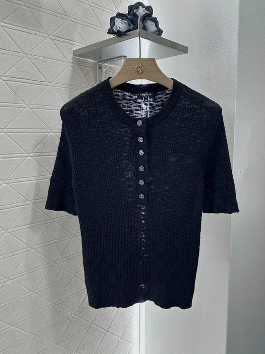 C 25 new style half-open placket slim fit knitted short sleeves