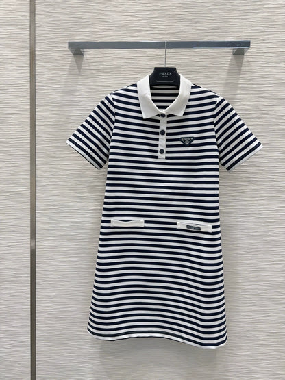 P 25 New Black and White Striped Dress