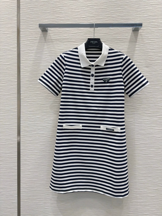 P 25 New Black and White Striped Dress