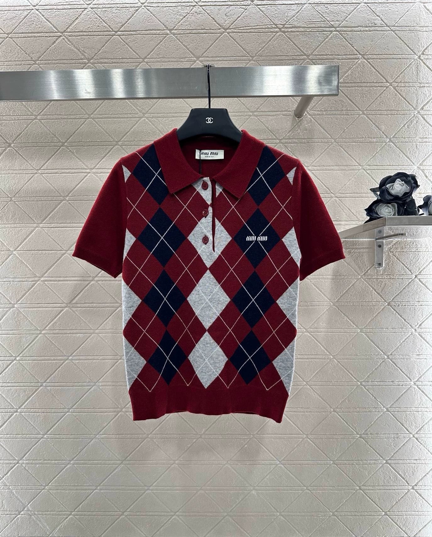 M 25 Diamond check polo short-sleeve.