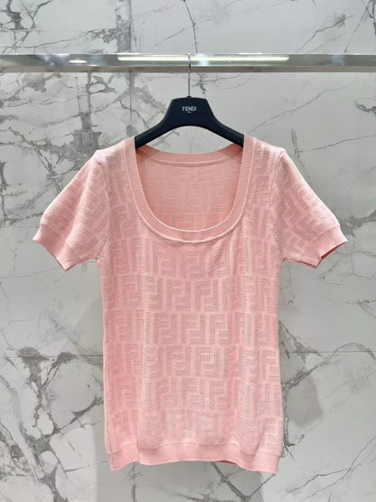 F 25 Hollow out Breathable Logo Short Sleeve