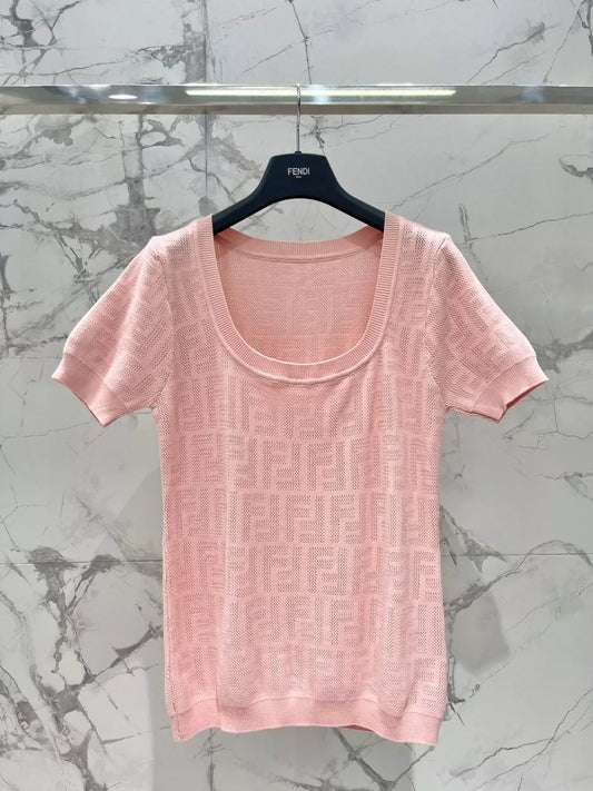 F 25 Hollow out Breathable Logo Short Sleeve