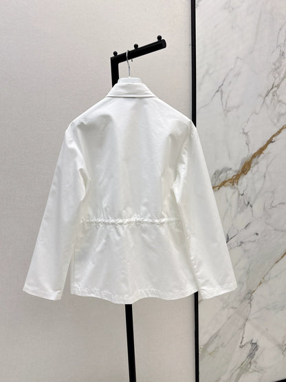 Mon 25fw New style drawstring waist mid-length trench coat