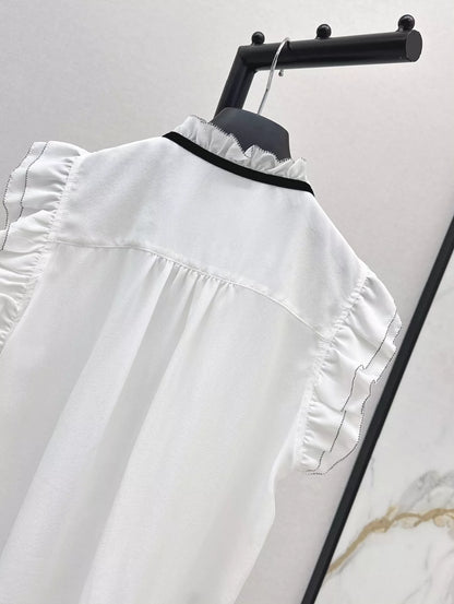 D 25 spring and summer new black velvet tie silk sleeveless shirt