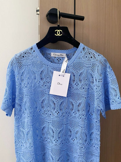 D 25 new hollow round neck short sleeve knitting