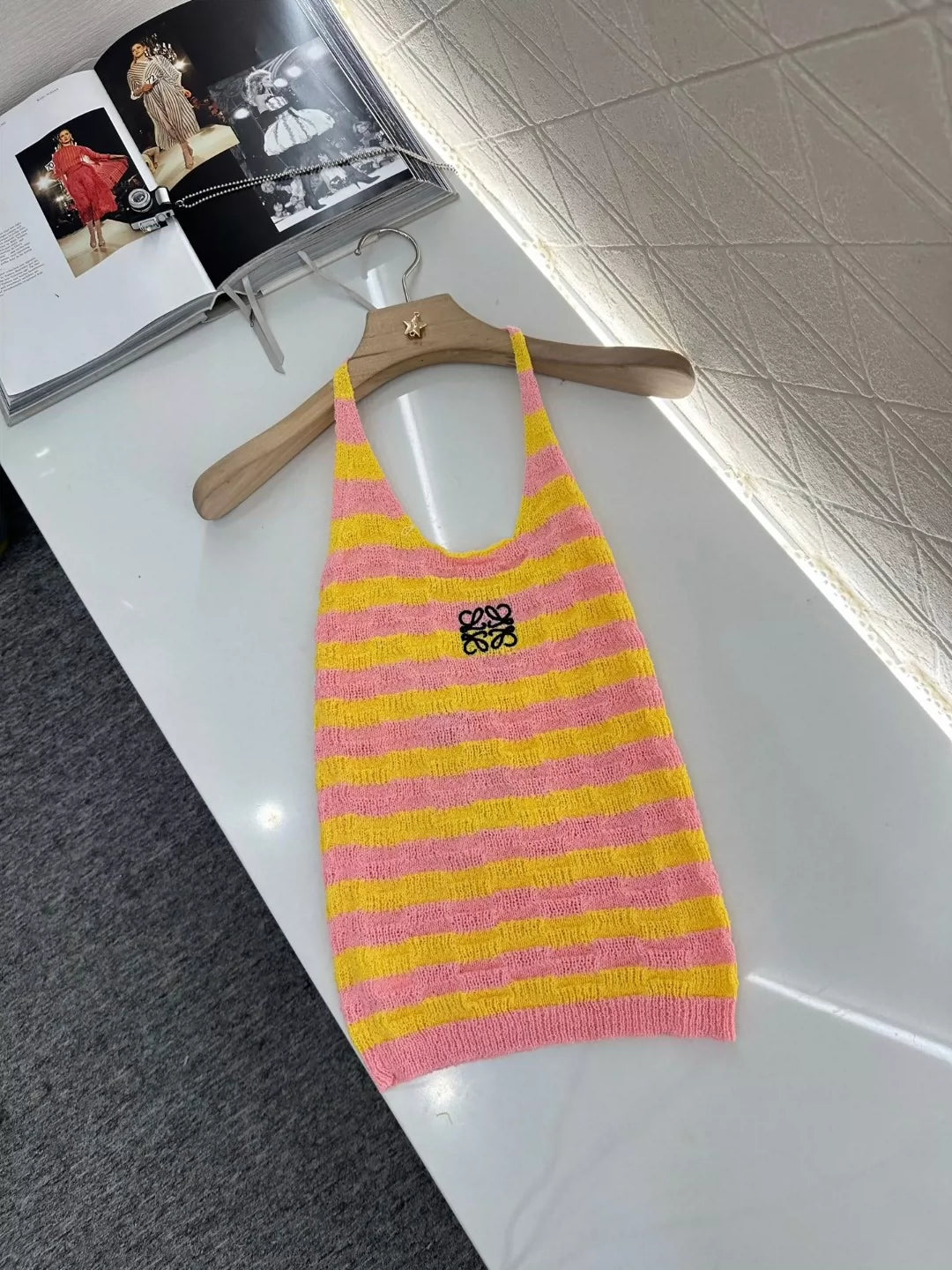 LO 25 Summer New Hanging neck striped knit undershirt