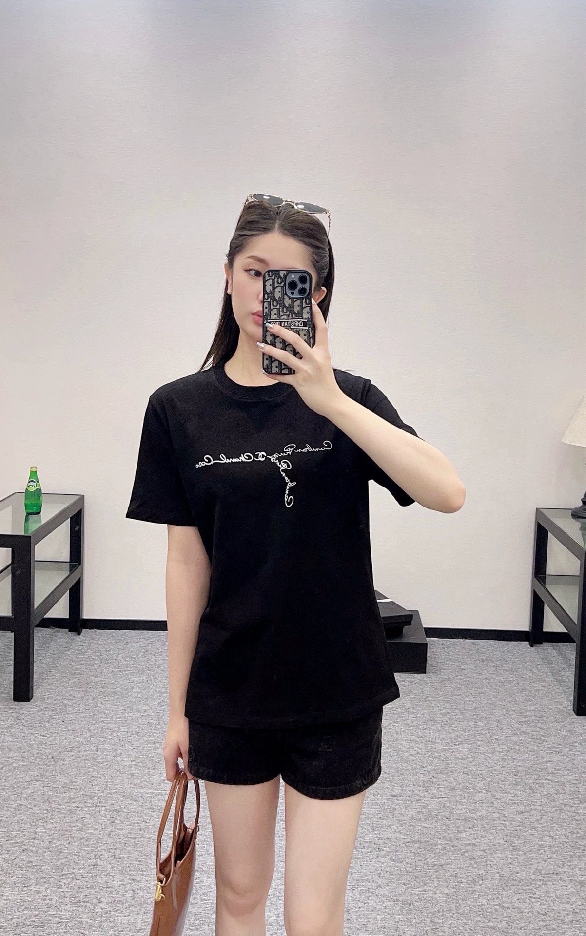 C 25 Round neck embroidered letters short sleeve T-shirt