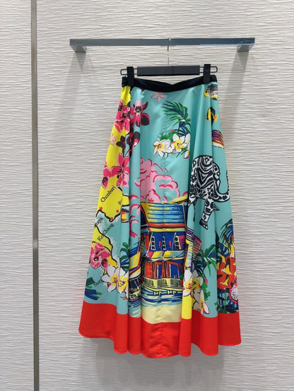 D 25 new style painted print long skirt