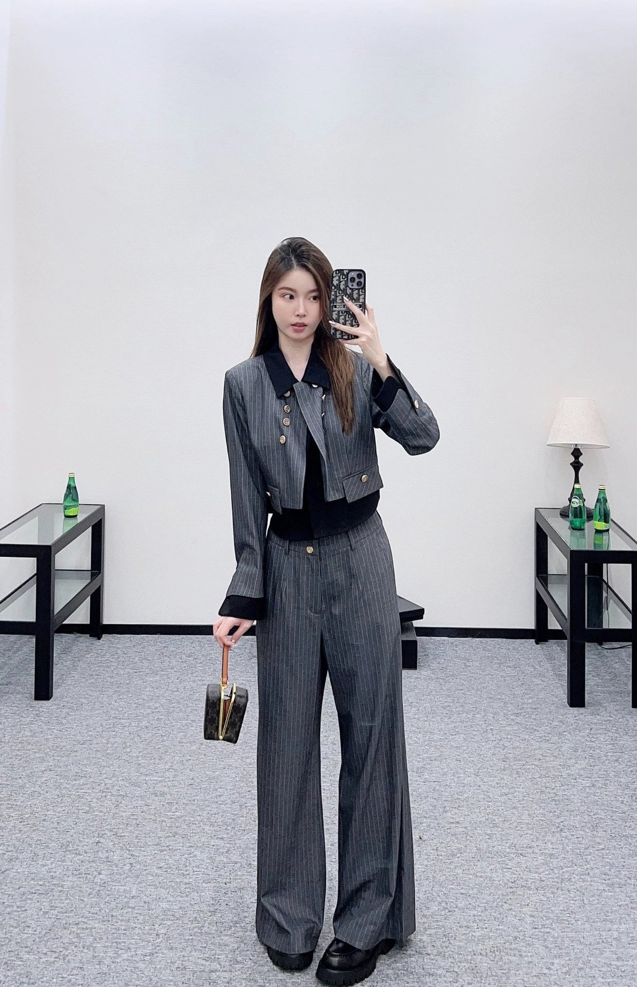 Y 25 Striped two-piece suit and trousers set
