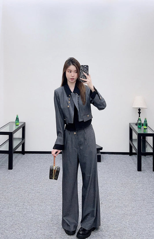 Y 25 Striped two-piece suit and trousers set