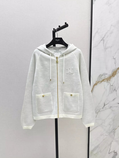 Ce 25 Jacquard Knit Cardigan Hoodie