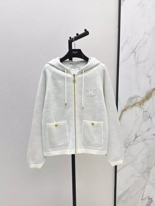 Ce 25 Jacquard Knit Cardigan Hoodie