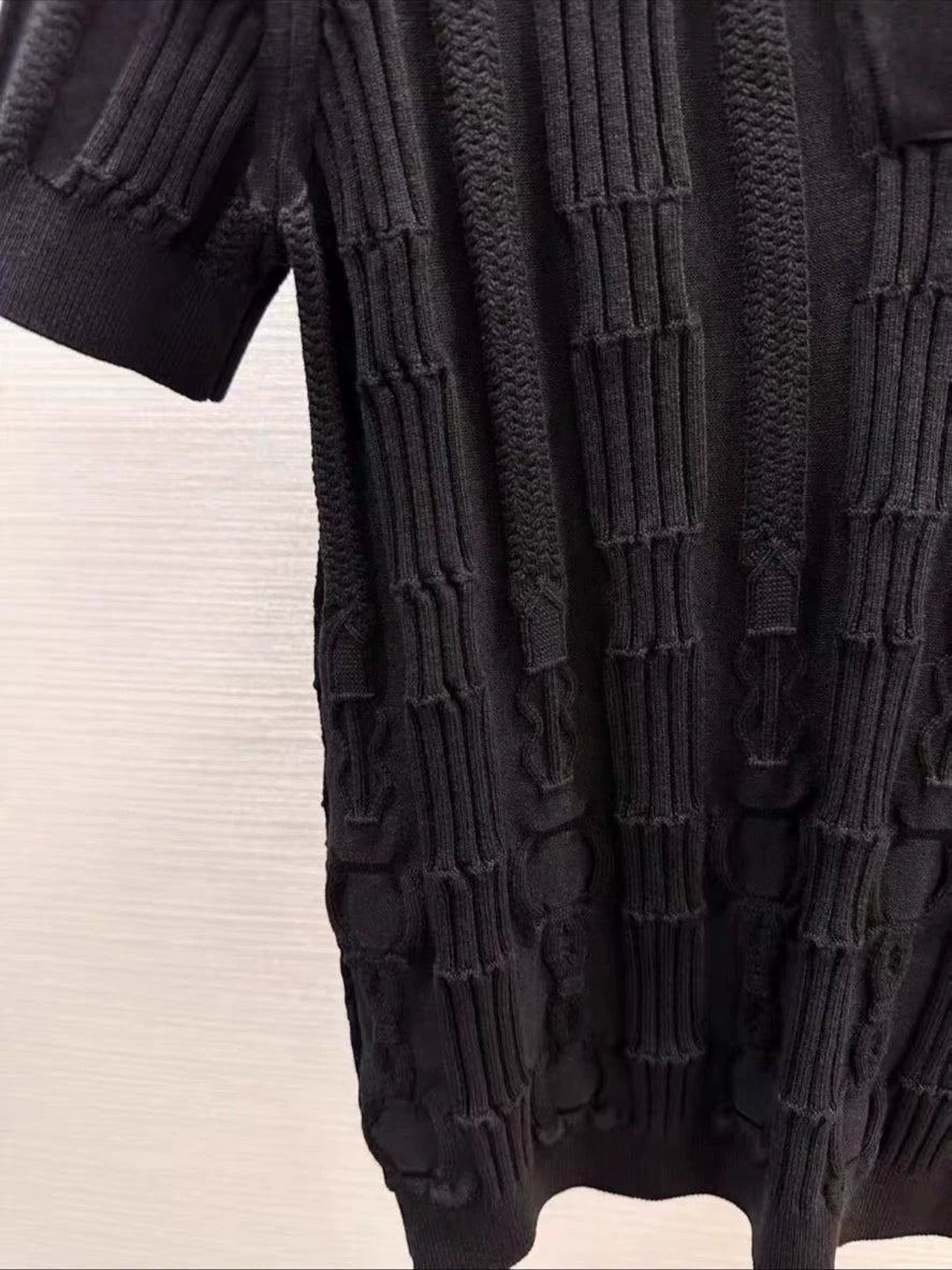 H 25 Spring and summer embossed jacquard knitted short sleeves