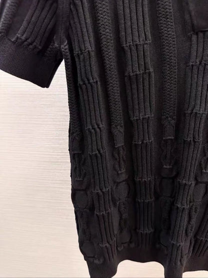 H 25 Spring and summer embossed jacquard knitted short sleeves