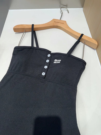 D 25 Black Camisole One-piece Swimsuit