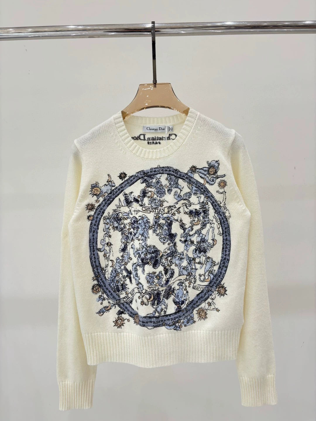 D 25 Spring and Summer New Round Neck Letters Floral Logo Embroidery Knitted Long Sleeves