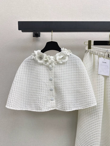 C 25 new three-dimensional flower decoration cape top + half skirt set