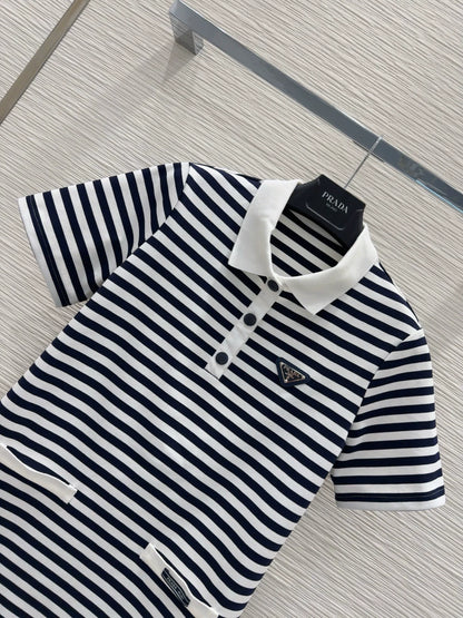P 25 New Black and White Striped Dress