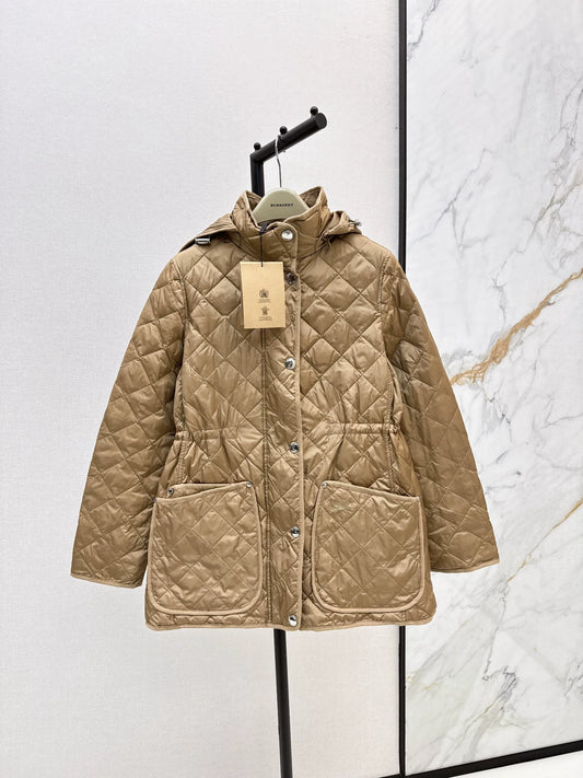 BRU 25 New Diamond Quilted Hooded Down Jacket Mid-Length Jacket