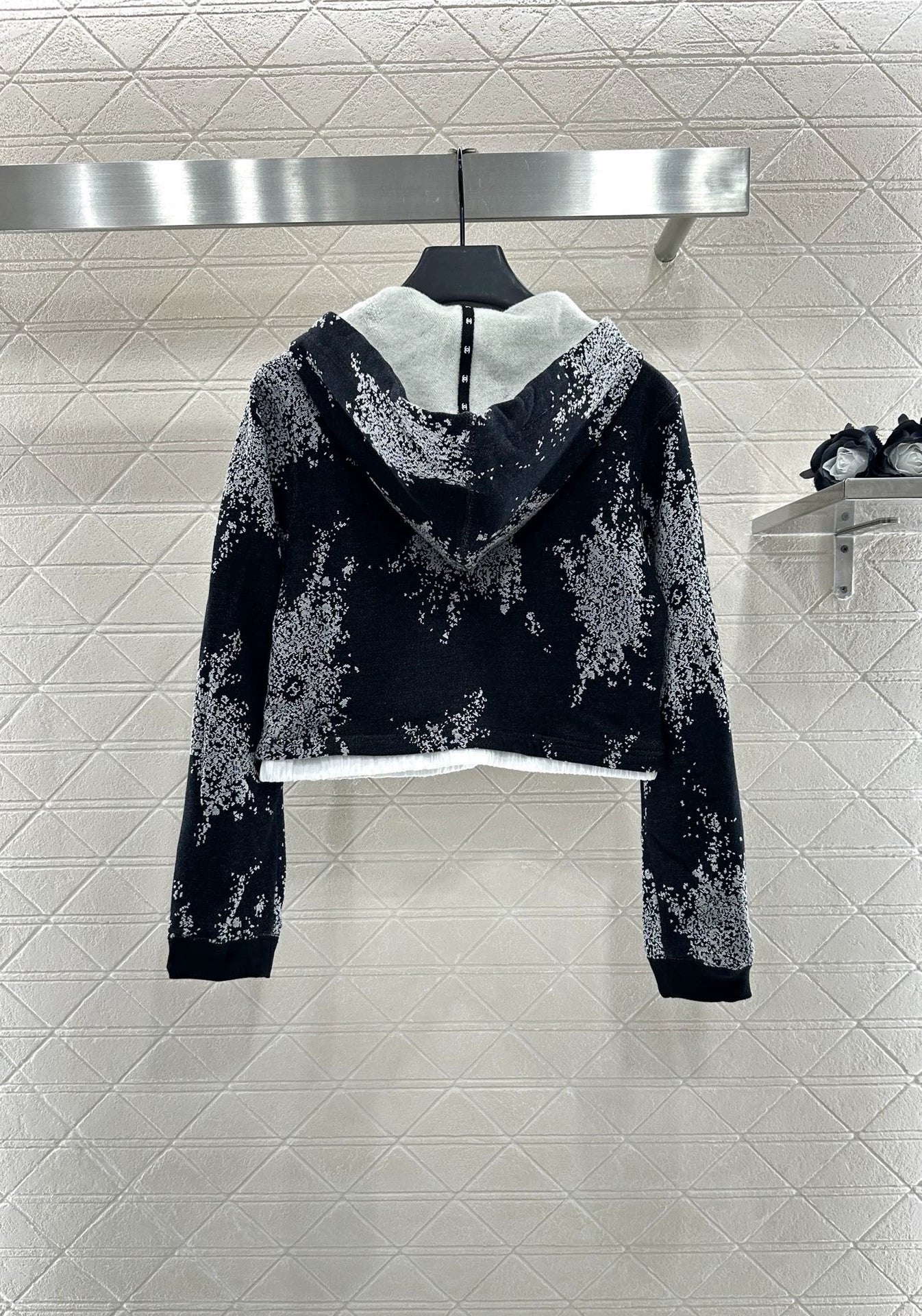 C 25 Hooded Printed Sweatshirt and Skirt Set