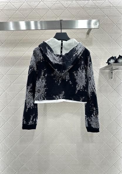 C 25 Hooded Printed Sweatshirt and Skirt Set