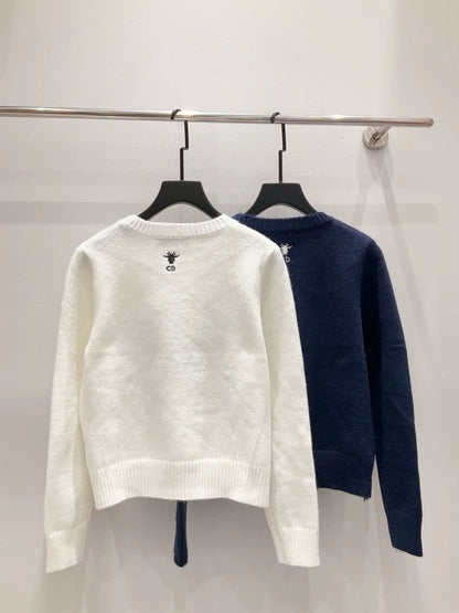 D 25 new style starry sky hot diamond five-pointed star embroidery round neck long sleeve knitted top