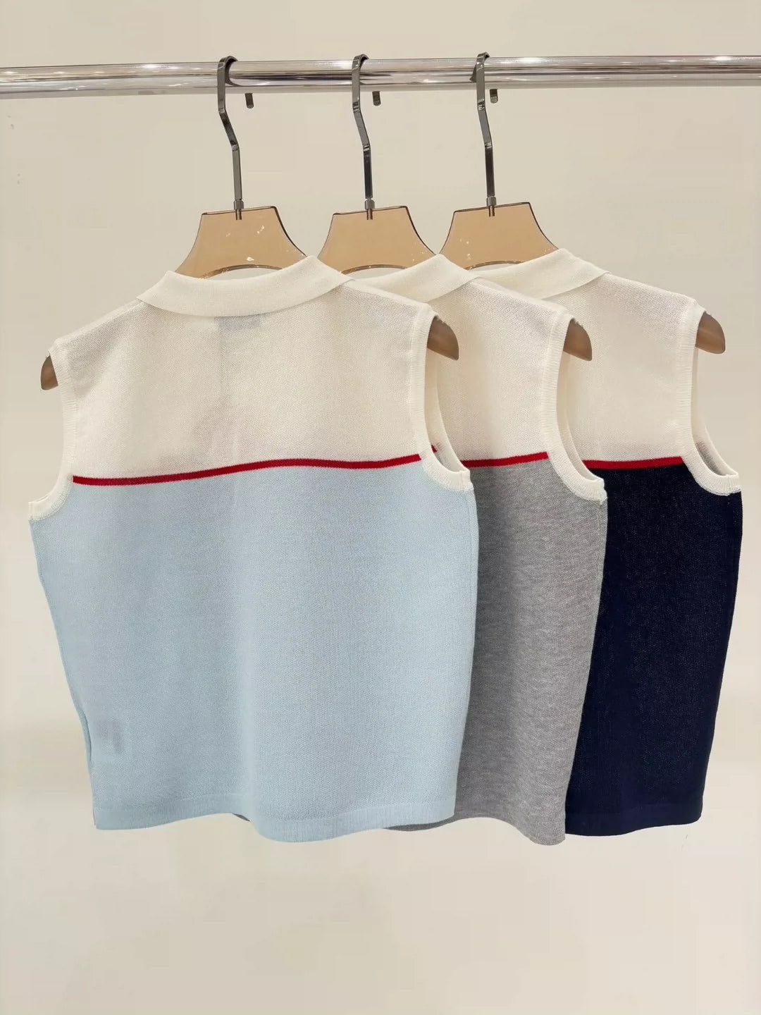 M 25 Summer new lapel letter logo stitching casual knitted vest