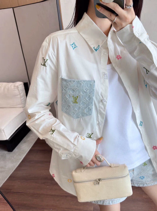 25 Summer New White Embroidered Shirt Jacket