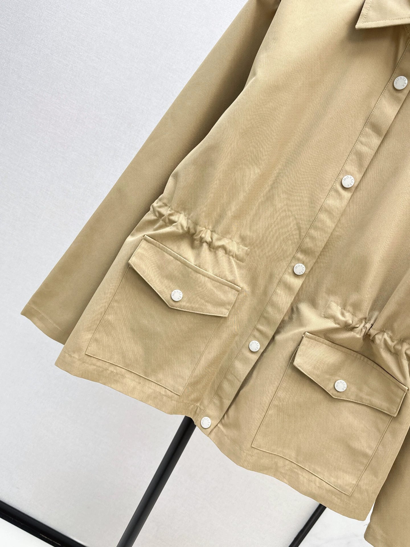 Mon 25fw New style drawstring waist mid-length trench coat