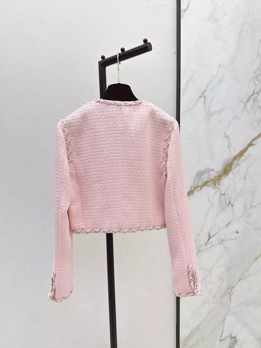 C 25 Braided trim short coat(PINK/WHITE)