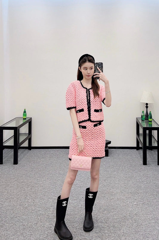 C 25 Knitted Dress Cardigan and Short Skirt Set
