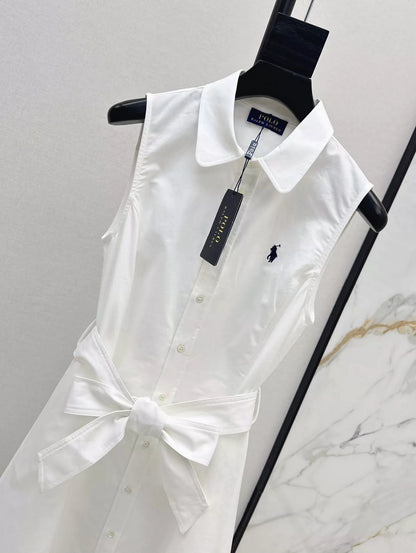 Ra 25 Spring Summer New Embroidery Lapel Sleeveless Dresses