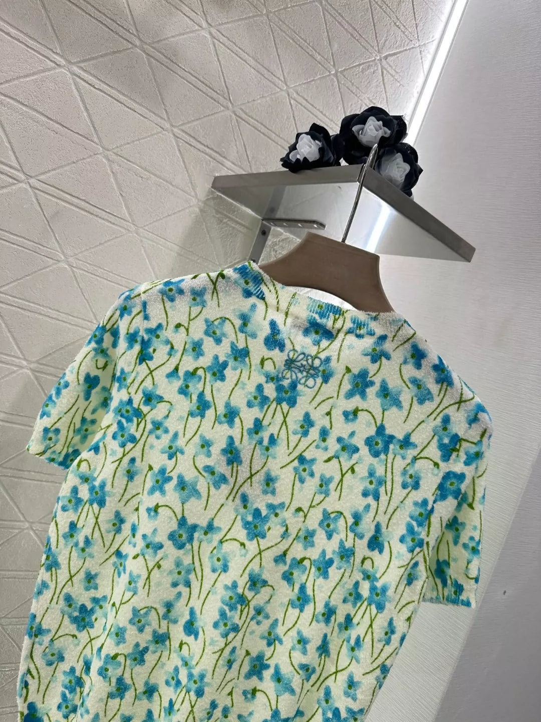 LO 25 spring/summer new floral knit short-sleeve blouse