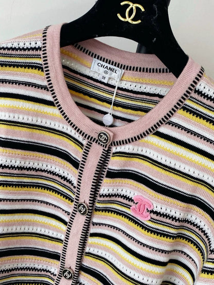 C 25 new striped round neck cardigan