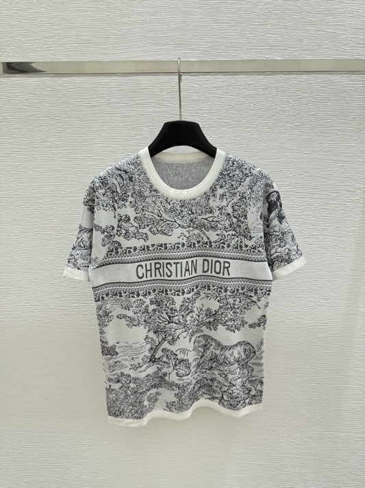 D 25 new color clashing print round neck short sleeve knitting(PINK GREEN GRAY)