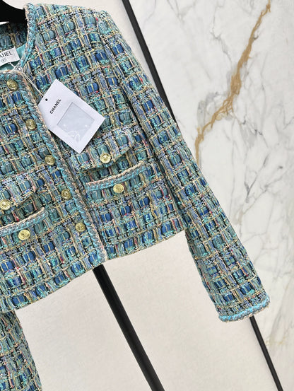 C 25 New fall/winter peacock blue woven jacket