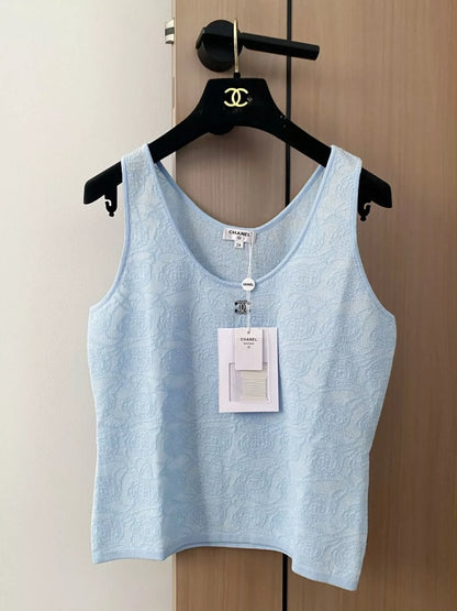 C 25 Rose Pattern Vest(BLUE PINK WHITE)