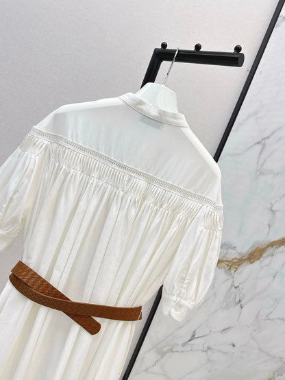 Lo 25 Spring/Summer Openwork Embroidery Patchwork Cotton Linen Dress