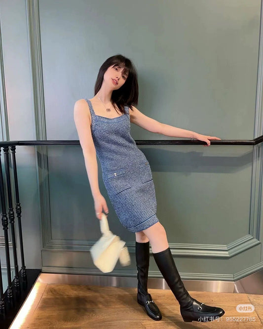 G 25 Spring new style Pocket knitted camisole dress
