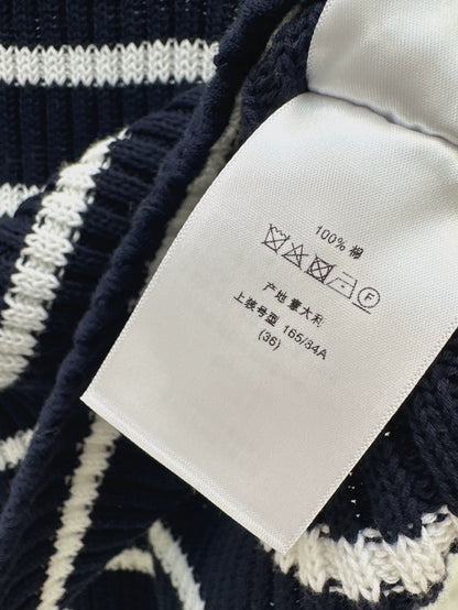 D 25 New Striped Knitted Boat Neck Top