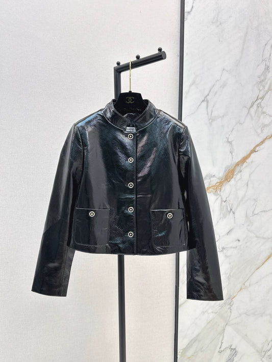 C 25 Premium Handcrafted Collection Genuine Leather Stand Collar Jacket