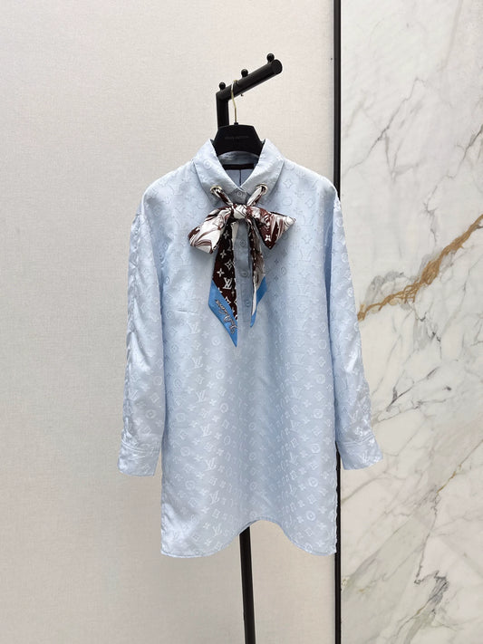 L 25 Floral shirt style dress(BLUE/WHITE)