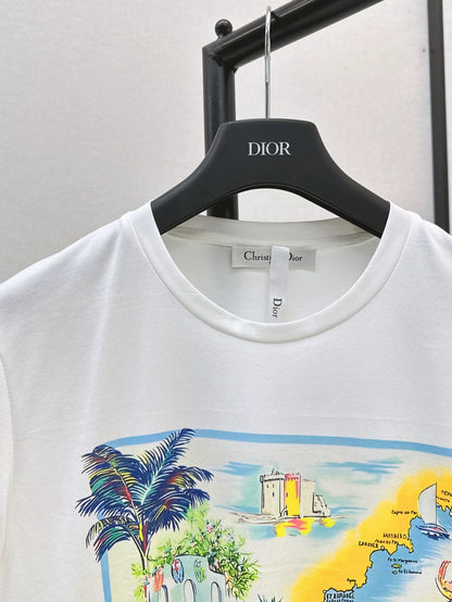 D 25 New Loose Cannes City Painting Short Sleeve
