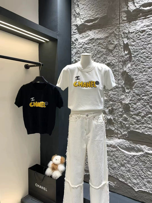 C 25 Fleece Logo Knit Short Sleeve