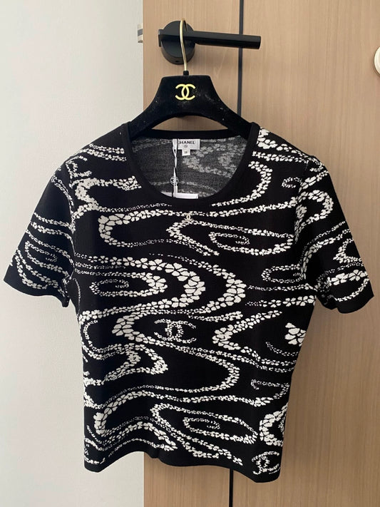 C 25 new style petal pattern round neck knitted short sleeves