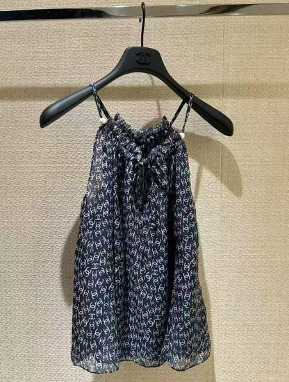 C 25 New Beach Series Pearl Neck Tie Vest (100% silk)