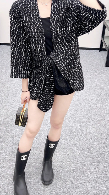 C 25 Sequined check cardigan jacket