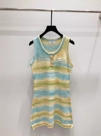 C 25 New gradient-colored dyed yarn vest dress