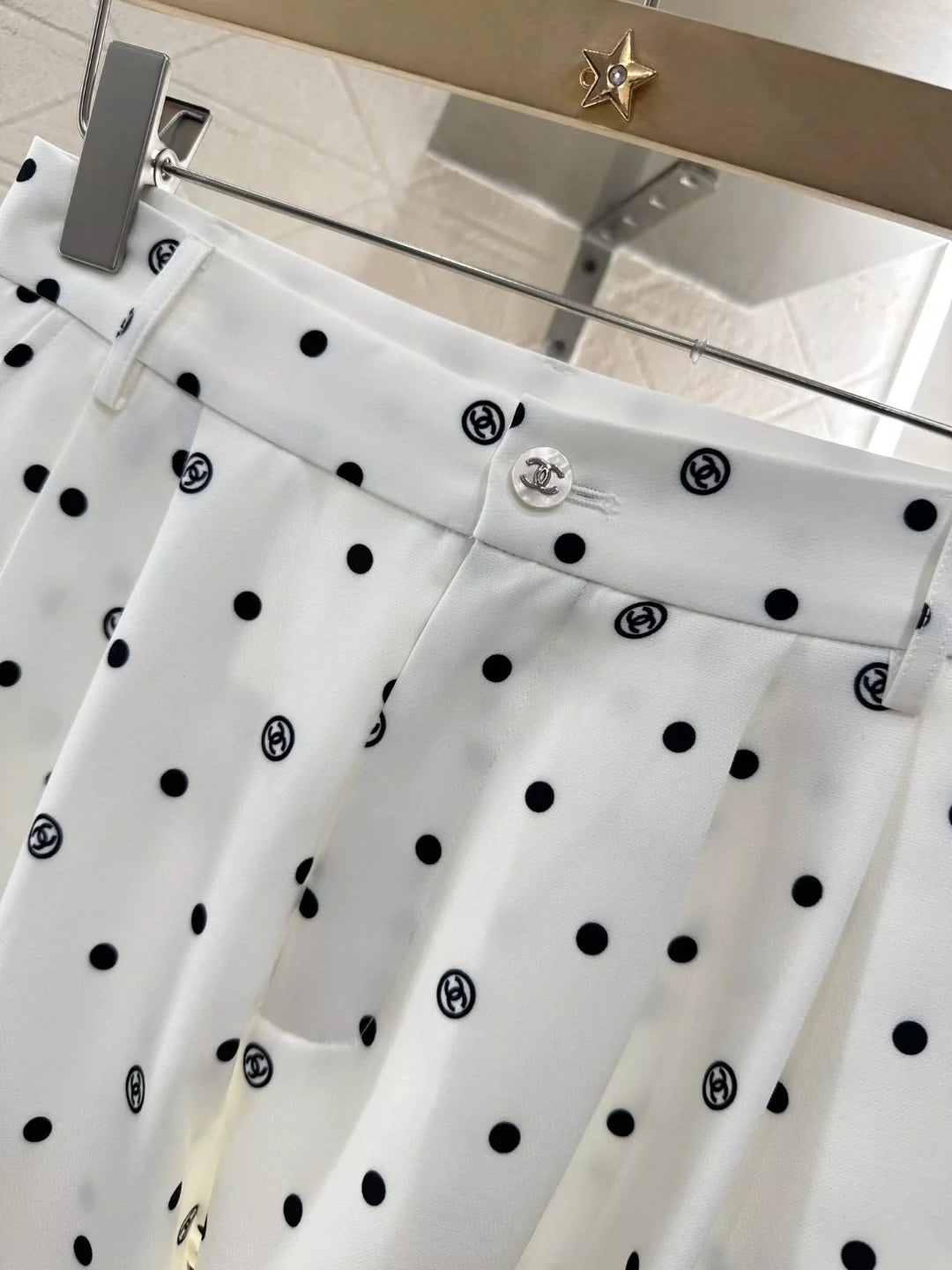 C Spring/Summer 25 New Printed Polka Dot Wide Leg Pants